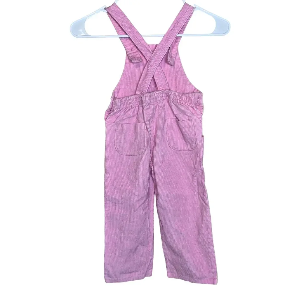 Vintage Joueux Gamins Happy Kids Girls Corduroy Embroidery Patchwork Overalls 3T